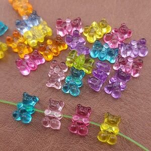 60pcs Colorful Acrylic Gummy Bear Beads‎